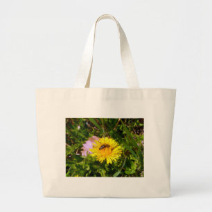 Bee and dandelion large tote bag