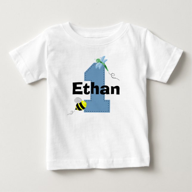 Bee and Dragonfly First Birthday Shirt (Front)