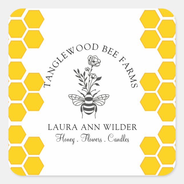 Bee And Floral Honey Product Label (Front)