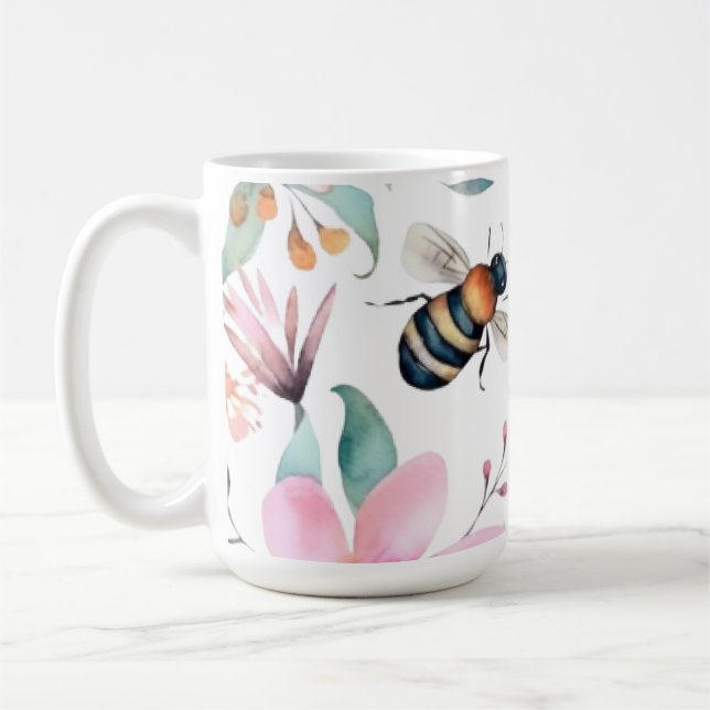 Bee and Flower Coffee Coffee Mug (Left)