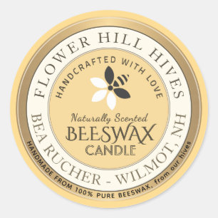 Bee and Flower Logo Beeswax Candle Label 