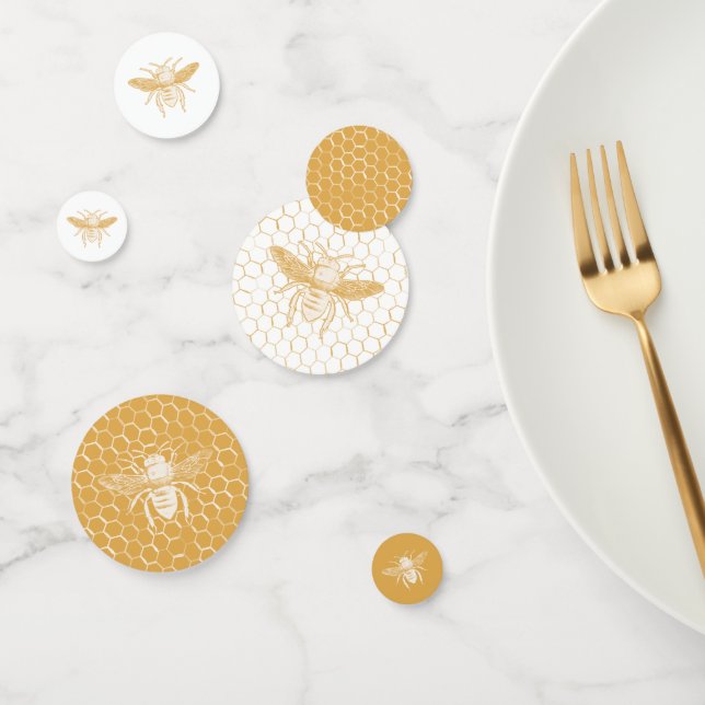 Bee and Golden Honeycomb Pattern Confetti (Group)