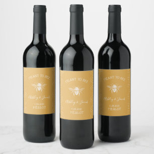 Bee and Golden Honeycomb Pattern Wine Label