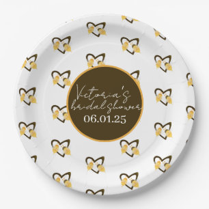 Bee and Heart Yellow Brown Bridal Shower  Paper Plate