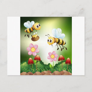 Bee and honey postcard