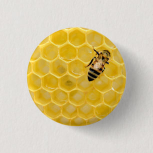 bee and honeycomb 1 inch round button