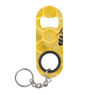 bee and honeycomb keychain bottle opener