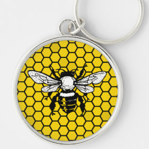 Bee and honeycomb keychain for beekeepers
