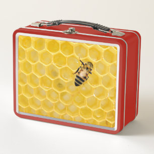 bee and honeycomb metal lunch box
