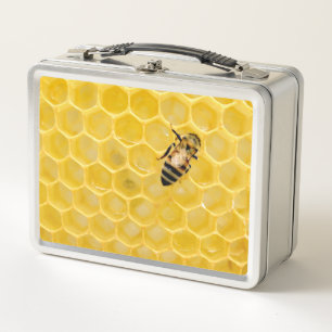 bee and honeycomb metal lunch box
