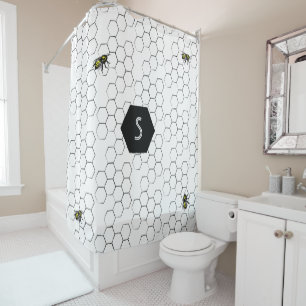 Bee and Honeycomb Shower Curtain