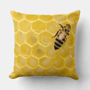 bee and honeycomb throw pillow
