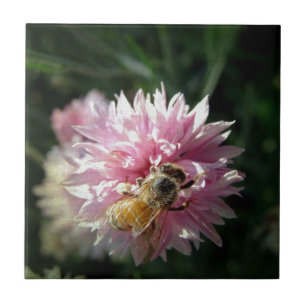 Bee and Pink Flower Tile