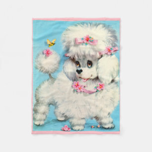 bee and poodle puppy fleece blanket