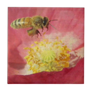 Bee and Poppy Flower Tile