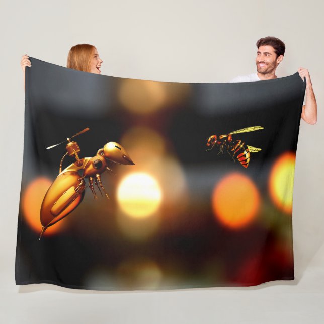 BEE and ROBOT BEE Fleece Blanket (In Situ)