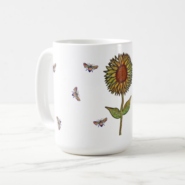 Bee And Sunflower Mug (Front Left)