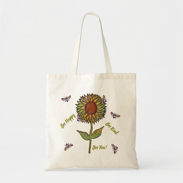 Bee And Sunflower Tote Bag (Front)