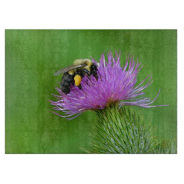 Bee and Thistle Glass Cutting Board (Front)
