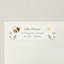 Bee and Wildflower Kids Return Address Label