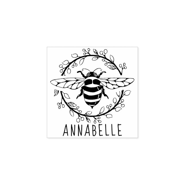 Bee and Wreath Wood Art Stamp (Imprint)