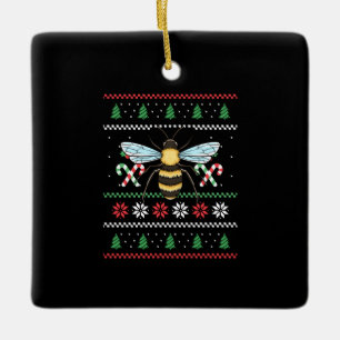 Bee Animal Bee Ugly Christmas Ceramic Ornament