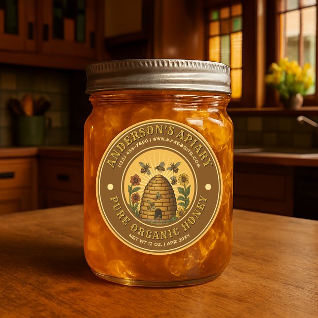 Bee Apiary Honey Étiquette Modèle Vintage (Créateur téléchargé)