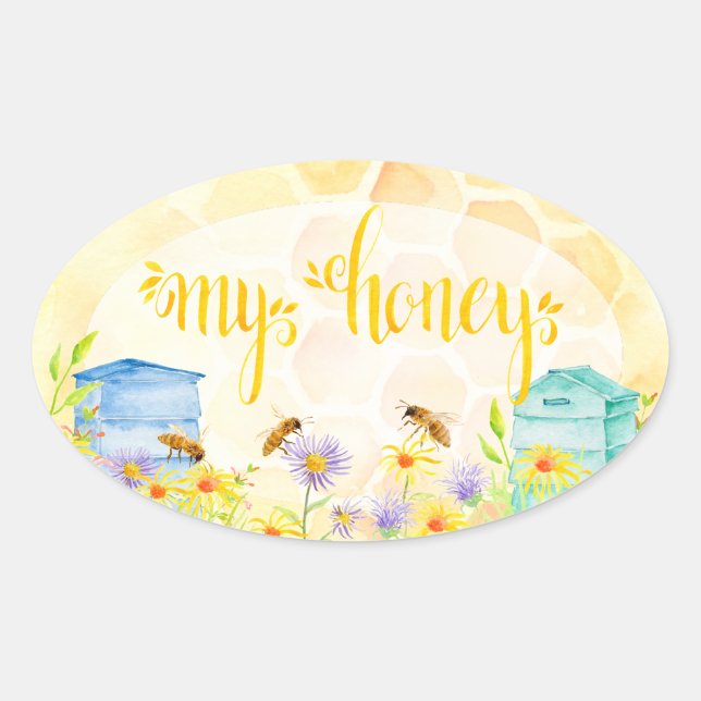 Bee Apiary Honey Jar Stickers (Front)