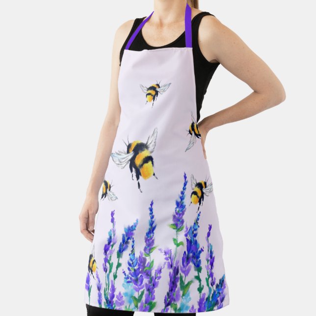 Bee Apron with Flowers - Custom Colours (Insitu)