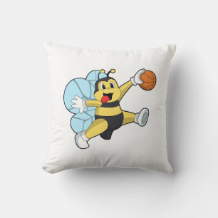 Bee as Basketball player with Basketball Throw Pillow