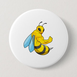 Bee as Bodybuilder 3 Inch Round Button