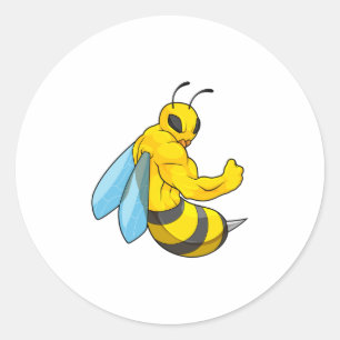 Bee as Bodybuilder Classic Round Sticker