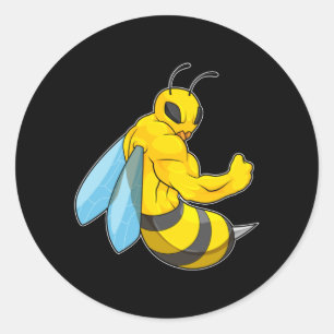 Bee as Bodybuilder Classic Round Sticker