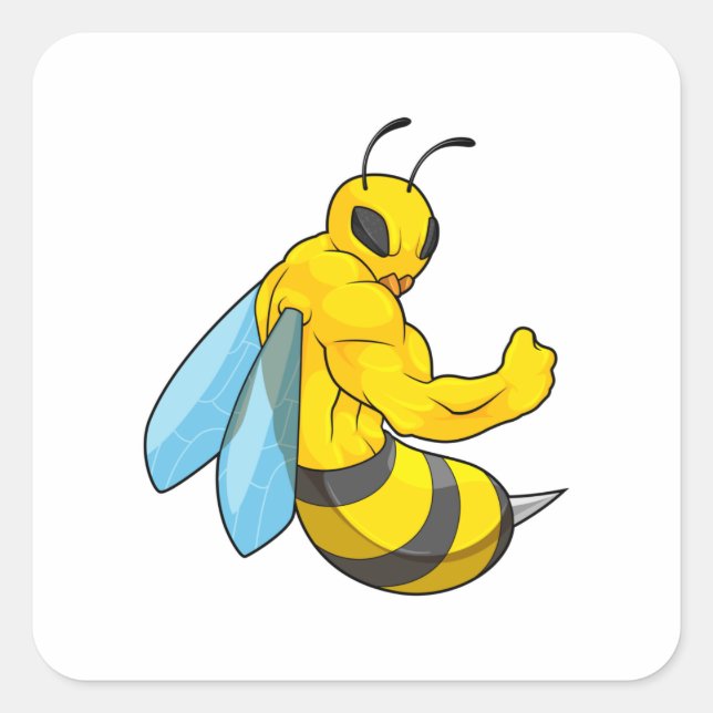 Bee as Bodybuilder Square Sticker (Front)