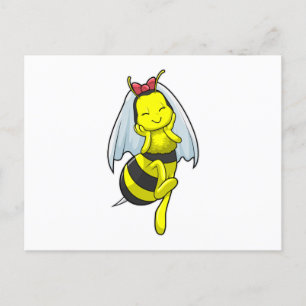Bee as Bride at Wedding with Veil Postcard