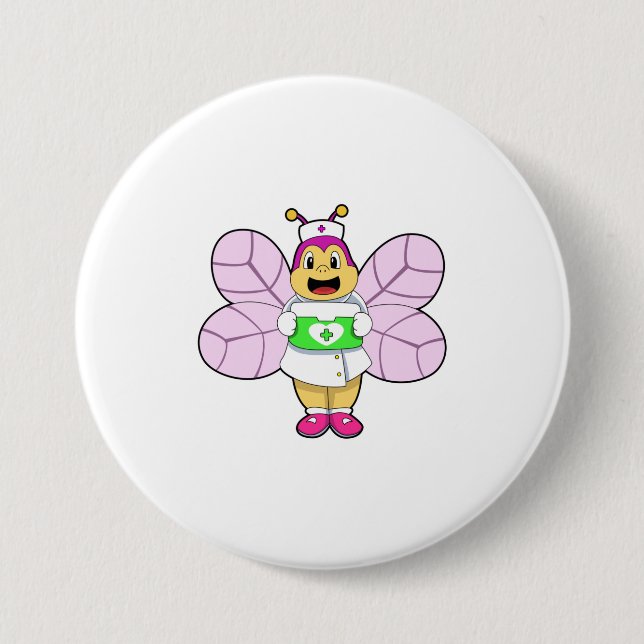 Bee as Nurse with First ait kit 3 Inch Round Button (Front)