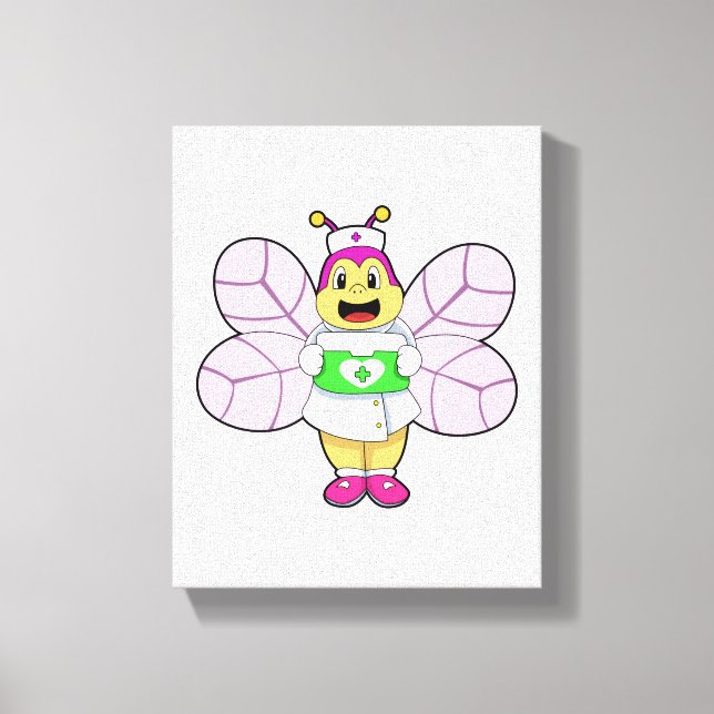 Bee as Nurse with First ait kit Canvas Print (Front)