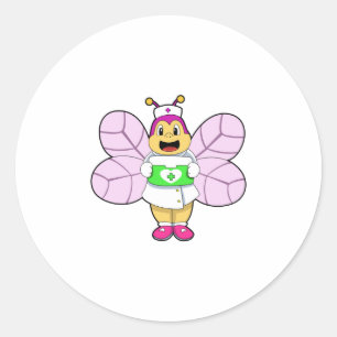 Bee as Nurse with First ait kit Classic Round Sticker