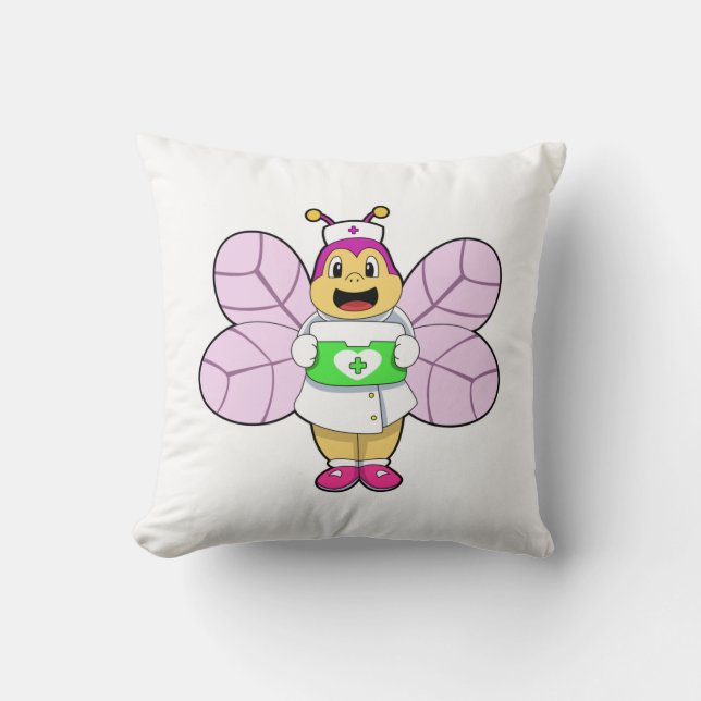 Bee as Nurse with First ait kit Throw Pillow (Front)