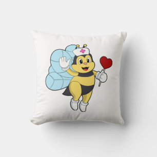 Bee as Nurse with Heart.PNG Throw Pillow