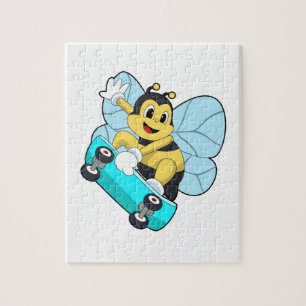 Bee as Skater with Skateboard Jigsaw Puzzle