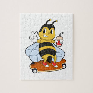 Bee as Skater with Skateboard Jigsaw Puzzle