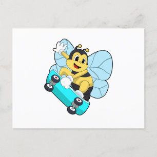 Bee as Skater with Skateboard Postcard