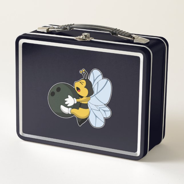 Bee at Bowling with Bowling ball Metal Lunch Box (Front)