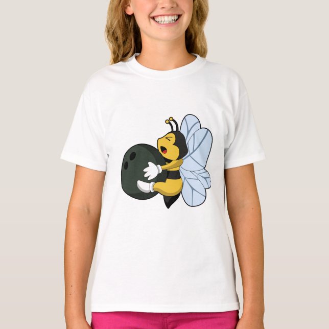 Bee at Bowling with Bowling ball T-Shirt (Front)