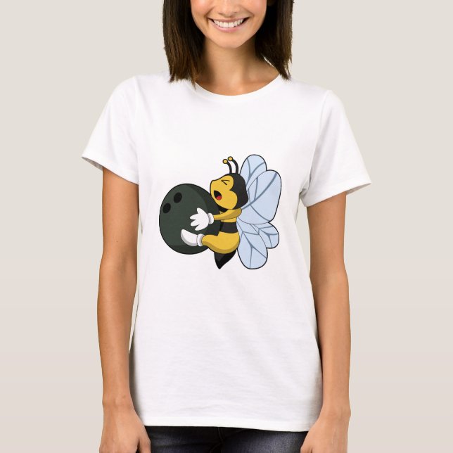 Bee at Bowling with Bowling ball T-Shirt (Front)