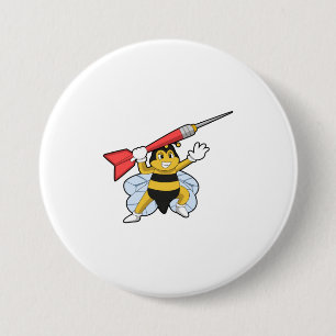 Bee at Darts with Dart.PNG 3 Inch Round Button