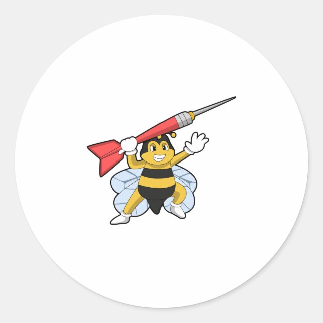 Bee at Darts with Dart.PNG Classic Round Sticker (Front)