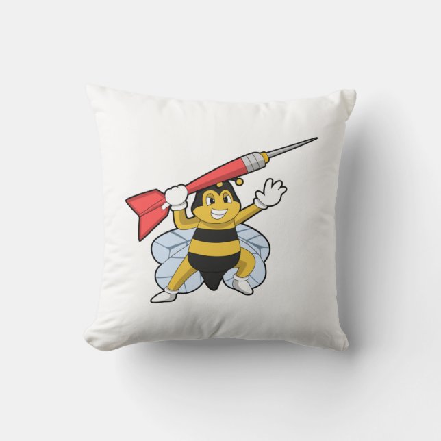 Bee at Darts with Dart.PNG Throw Pillow (Front)