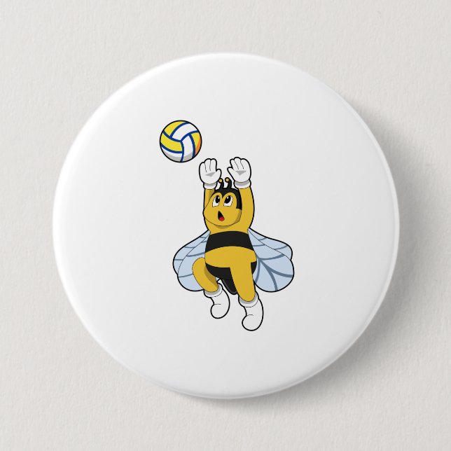 Bee at Volleyball Sports 3 Inch Round Button (Front)